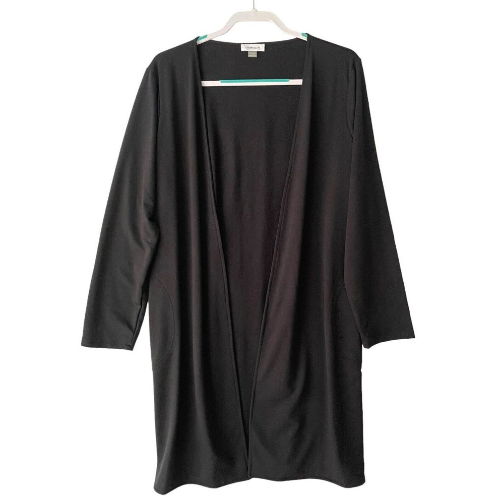 Calvin Klein Black Stretch Top Coat PXL Work Wear - Picture 2 of 7